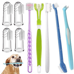URMYONLY Dog Toothbrush, Finger Toothbrushes, 360 Degree Toothbrush, Triple Head Dog Toothbrushes, Double Head Toothbrush,Cleaning Brushes for Dog Cat Oral Dental Health 9Pack
