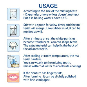 Tooth Repair Kit - Teeth Replacement Kit for Temporary Restoration of Missing & Broken Teeth Replacement Dentures, DIY Heat Fit Beads