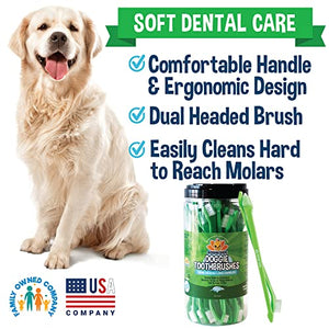 Bodhi Dog Dual-Headed Long Dog & Cat Toothbrush | Puppy Toothbrush with Soft Bristles for Pet Dental Care | Easy Teeth Cleaning Dog Finger Toothbrush, 50 Count