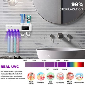 Toothbrush Holder Wall Mounted - Toothbrush and Toothpaste Holder, with Cleaning Function 4 Slots and 2 Automatic Toothpaste Dispenser, for Electric Toothbrush - Regular Toothbrush