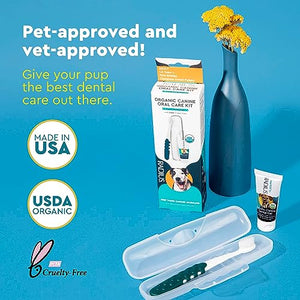 RADIUS USDA Organic Dental Solutions Puppy Kit 1 Unit, 1 Dog Toothbrush & 1 0.8oz Toothpaste, Ultra Soft Bristle & Non Toxic Toothpaste for Dogs, Designed to Clean Teeth, Xylitol Free