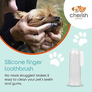 3 Piece Dog Toothbrush Kit - Dog Finger Toothbrush, Double-Sided Toothbrush, and Small Doggie Toothbrush - Freshen Breath & Remove Plaque Build-Up with this Cat Toothbrush and Puppy Toothbrush Set