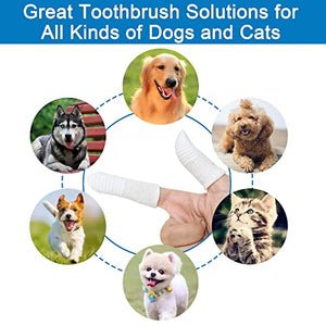 Beuool Dog Toothbrush Cat Toothbrushes-Fingers Toothbrushes for Dog Cats Teeth Cleaning, Washable&Comfortable&Durable, 1 Set for Two Fingers, Includes 2 Sets White