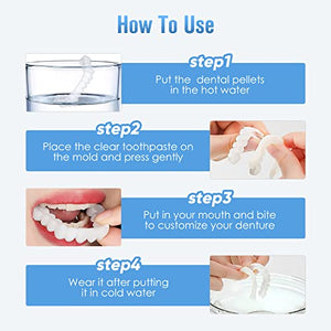 Fake Teeth, 2 PCS Dentures Teeth for Women and Men, Veneers for Temporary Teeth Restoration, Nature and Comfortable, Protect Your Teeth and Regain Confident Smile