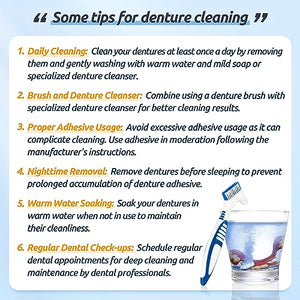 YCUS Hard Denture Cleaning Brush Toothbrush with Double Bristle Heads (4 Pcs) Heavy Duty, Multi-Layered Bristles, Portable Design,Ergonomic Anti-Slip Handle,Perfect for Deep Cleaning Care