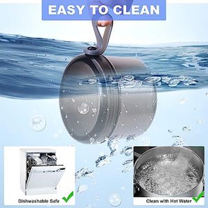 Denture Case, Leak Proof Denture Bath Cup for Travel, Denture Container Cups for Soaking Full & Partial Dentures, Retainers, Denture Cleaning Kit Holder Box with Denture Cleaner Brush-Transparent Grey