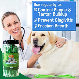 Bodhi Dog Dual-Headed Long Dog & Cat Toothbrush | Puppy Toothbrush with Soft Bristles for Pet Dental Care | Easy Teeth Cleaning Dog Finger Toothbrush, 50 Count