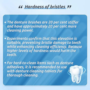 YCUS Hard Denture Cleaning Brush Toothbrush with Double Bristle Heads (4 Pcs) Heavy Duty, Multi-Layered Bristles, Portable Design,Ergonomic Anti-Slip Handle,Perfect for Deep Cleaning Care
