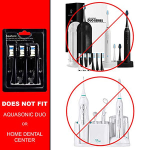 AquaSonic Proflex Replacement Brush Heads | for Whiter Teeth & Gum Care | Compatible with Many AquaSonic Toothbrush Handles (3 Pack Black)