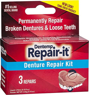 Dentemp Repair Kit - Repair-It Advanced Formula Denture Repair Kit - Denture Repair Kit Repairs Broken Dentures - Denture Repair to Mend Cracks & Replace Loose Teeth