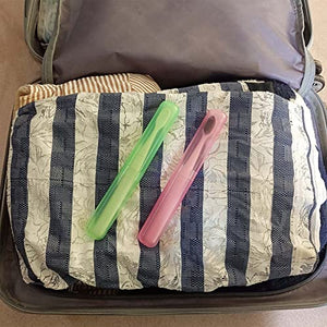 Medsuo 4pcs Plastic Toothbrush Case Travel Cover Holder Storage (Pink, Blue, Green and White)
