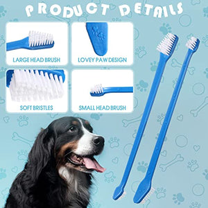 200 Pieces Dog Toothbrush Double Headed Dog Cat Pet Toothbrush Long Handle Dog Tooth Brushing Kit Soft Bristles Pet Toothbrush for Dogs Cat Puppy and Most Pets Teeth Cleaning Dental Oral Care (Blue)