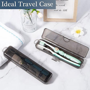 Gamdee Toothbrush Travel Case 2 Pack, Clear Black Toothbrush Case Holder Travel Size Plastic Toothbrush Holder Toothpaste Storage Container Portable for Traveling, 7.87 x 1.85 x 1.18”