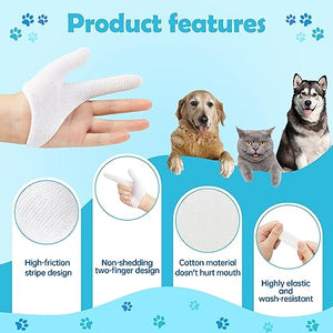 Dog Toothbrush + Storage Box + 2 Gloves - 360º Dog Tooth Brushing Kit - 100% BPA-Free - 3/4" in Diameter Opening - Soft and Elastic - Ideal for Pups, Kittens, and Petite Pets