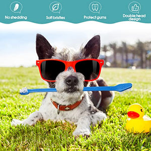 200 Pieces Dog Toothbrush Double Headed Dog Cat Pet Toothbrush Long Handle Dog Tooth Brushing Kit Soft Bristles Pet Toothbrush for Dogs Cat Puppy and Most Pets Teeth Cleaning Dental Oral Care (Blue)