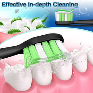 Aoremon Replacement Heads for Philips Sonicare 6100 Toothbrush - Comptible with Sonicare W HX6064/95 Replacement Brush Heads, Black, Pack of 10