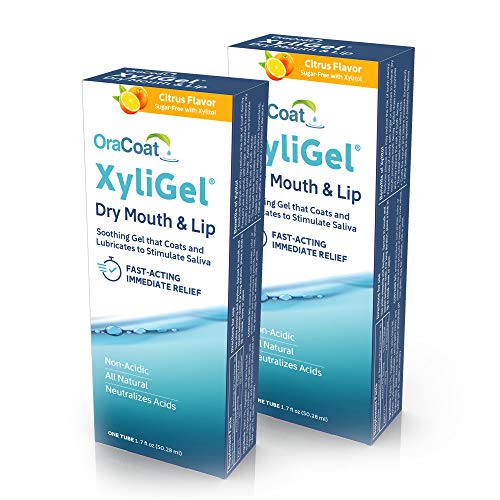 OraCoat XyliGel 2 PACK Soothing Dry Mouth Moisturizing Relief Gel with Xylitol, Sugar Free, for Dry Mouth, Stimulates Saliva Production, Non-Acidic, Daytime and Night Time Use