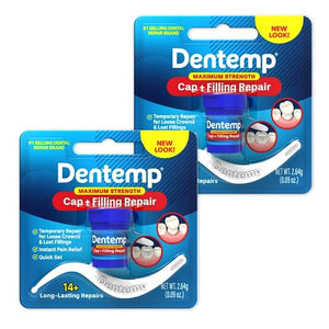 Dentemp Maximum Strength Loose Cap and Lost Filling Repair - Dental Repair Kit for Instant Pain Relief (Pack of 2) - Temporary Filling for Tooth - Long Lasting Tooth Filling