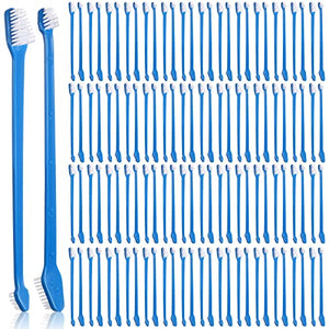 200 Pieces Dog Toothbrush Double Headed Dog Cat Pet Toothbrush Long Handle Dog Tooth Brushing Kit Soft Bristles Pet Toothbrush for Dogs Cat Puppy and Most Pets Teeth Cleaning Dental Oral Care (Blue)