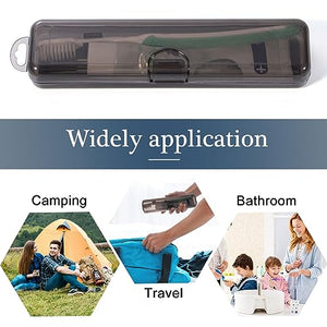 Gamdee Toothbrush Travel Case 2 Pack, Clear Black Toothbrush Case Holder Travel Size Plastic Toothbrush Holder Toothpaste Storage Container Portable for Traveling, 7.87 x 1.85 x 1.18”