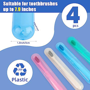 4 Pack Toothbrush Cases Travel Toothbrush Holder Portable Toothbrush Container Case Plastic Toothbrush Carrier Cover Case Toothbrush Protector for Traveling, Bathroom, School, Home, Camping