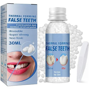 Tooth Repair Kit - Teeth Replacement Kit for Temporary Restoration of Missing & Broken Teeth Replacement Dentures, DIY Heat Fit Beads