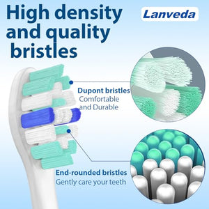 Replacement Toothbrush Heads Compatible with Philips Sonicare 4100 Toothbrush 12 Pack Refills for C1 C2 Replacement Brush Heads and Click-on Electric Toothbrush Turquoise/White B927C by Lanveda