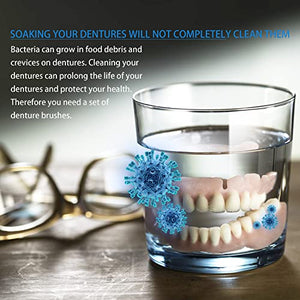 Bvcewilty Denture Brush 4PCS Denture Toothbrushes，Cleaning Brush Double Sided Toothbrush with Multi-Layered Bristles and Rubber Anti-Slip Handle - for Denture Cleaning Care (Green,Purple,Blue,Orange)