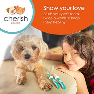 3 Piece Dog Toothbrush Kit - Dog Finger Toothbrush, Double-Sided Toothbrush, and Small Doggie Toothbrush - Freshen Breath & Remove Plaque Build-Up with this Cat Toothbrush and Puppy Toothbrush Set