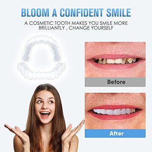 Fake Teeth, 2 PCS Dentures Teeth for Women and Men, Veneers for Temporary Teeth Restoration, Nature and Comfortable, Protect Your Teeth and Regain Confident Smile