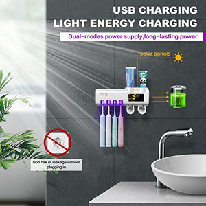 Toothbrush Holder Wall Mounted - Toothbrush and Toothpaste Holder, with Cleaning Function 4 Slots and 2 Automatic Toothpaste Dispenser, for Electric Toothbrush - Regular Toothbrush