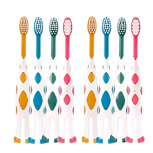 newrichbee 8 Packs Kids Toothbrushes, Extra Soft Lovely Little Deer Toothbrush for Kids 2-8 Years (Pink&Orange&Blue&Green)