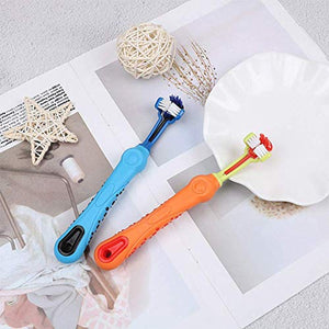 Orgrimmar 2 Pcs 3 Sided Pet Toothbrush Dog Brush Addition Bad Breath Tartar Teeth Care Dog Cat Cleaning Mouth