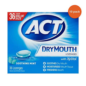 ACT Dry Mouth Soothing Mint Lozenges 36 ea (Pack of 10)