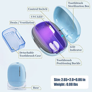 MONESAO Toothbrush Sanitizer, UVC Toothbrush Sterilizer Covers with Holder, Rechargeable Travel Home Toothbrush Cleaner Case for All Electric and Manual Toothbrushes (Blue)