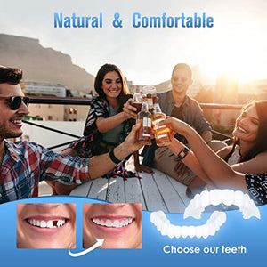 Fake Teeth, 2 PCS Dentures Teeth for Women and Men, Veneers for Temporary Teeth Restoration, Nature and Comfortable, Protect Your Teeth and Regain Confident Smile