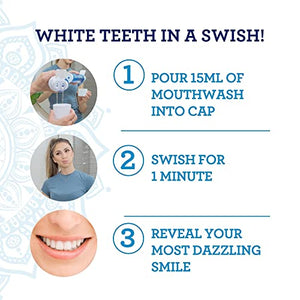 GuruNanda Dual Barrel Oxyburst Whitening Mouthwash - Contains Hydrogen Peroxide to Promote Whiter Teeth - Alcohol & Fluoride Free Rinse with 100% Natural Essential Oils, Wild Mint Flavor - 20 Flz Oz