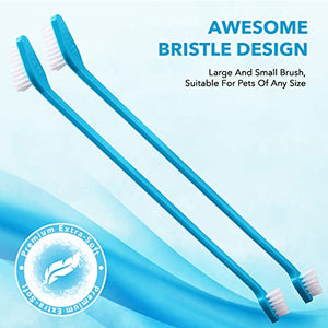 BOSHEL 3 Pc Dog Toothbrush - 2 Dog Tooth Brush + Dog Finger Toothbrush, Dual Headed Toothbrush For Dogs, Dog & Cat Toothbrush For Small & Large Breeds, Dog Tooth Brushing Kit, Puppy Toothbrush For Pet
