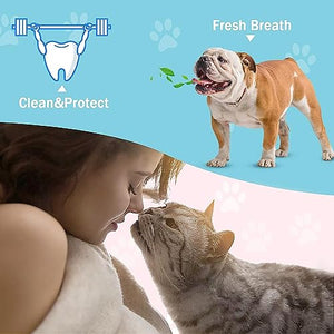 TACPAK 2 Set Dog Toothbrush 360 Degree, Cat Toothbrush Deep Clean Fresh Breath with Storage Box Silicone Handle, Cat Dental Care Dog Oral Hygiene Pet Tooth Cleaning Kit (Pink+Blue)