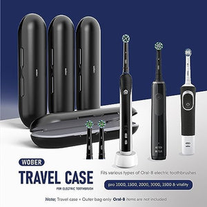 Oral B Toothbrush Magnetic Travel Case Fits for Braun/Oral-B Pro 1000/1500/2000/pro3500/Vitality Electric Toothbrush - Hard Protective Plastic Cover - Portable Toothbrush Holder(Without Bag-Black)