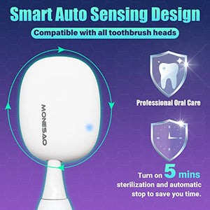 MONESAO Toothbrush Sanitizer, UVC Toothbrush Sterilizer Covers with Holder, Rechargeable Travel Home Toothbrush Cleaner Case for All Electric and Manual Toothbrushes (White)