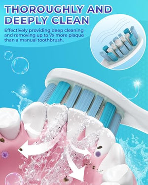 Replacement Toothbrush Heads for Philips Sonicare Click-on Toothbrushes：10 Pack Soft Replacement Electric Brush Head Compatible with Phillips Sonicare Plaque Control Snap-on