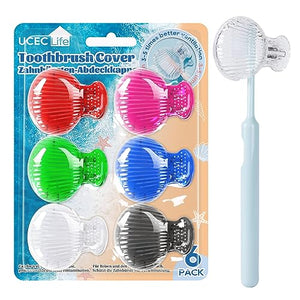 UCEC 6 Pack Toothbrush Covers Caps, Toothbrush Protector Head Covers Case, Toothbrush Cover Cap Plastic Clip, Tooth Brush Cover for Travel, Camping, Bathroom, School, Business