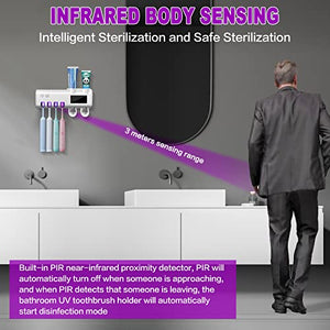 Toothbrush Holder Wall Mounted - Toothbrush and Toothpaste Holder, with Cleaning Function 4 Slots and 2 Automatic Toothpaste Dispenser, for Electric Toothbrush - Regular Toothbrush