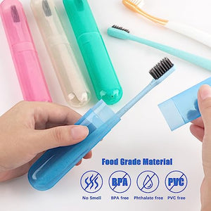 4 Pack Toothbrush Cases Travel Toothbrush Holder Portable Toothbrush Container Case Plastic Toothbrush Carrier Cover Case Toothbrush Protector for Traveling, Bathroom, School, Home, Camping