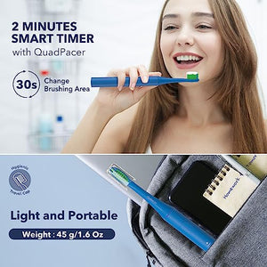 ARISSON Sonic Electric Toothbrush for Adults and Kids, 40,000 VPM Power Toothbrush, 1.5H Fast Charge Ultrasonic Electric Toothbrushes with 2 Minutes Smart Timer, 1.6 Oz Travel Toothbrush, Azure Blue