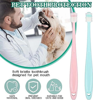 TACPAK 2 Set Dog Toothbrush 360 Degree, Cat Toothbrush Deep Clean Fresh Breath with Storage Box Silicone Handle, Cat Dental Care Dog Oral Hygiene Pet Tooth Cleaning Kit (Pink+Blue)