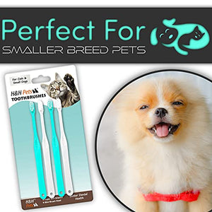 H&H Pets Dog Toothbrushes from Large to Small| Best Professional Dog Cat Toothbrush Series with Many Design & Size Options Breeds - 4 Count - Single Head (Mini)