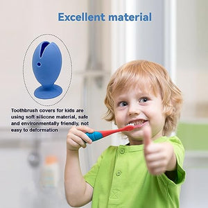 Standing Tooth Brush Head Cover,Children Silicone Protector Cap,Travel Toothbrush Suction Cup Holder,Dustproof Toothbrush Protect Case, Fish Shape Silicone Suction Cup Toothbrush Holder