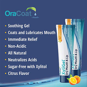 OraCoat XyliGel 2 PACK Soothing Dry Mouth Moisturizing Relief Gel with Xylitol, Sugar Free, for Dry Mouth, Stimulates Saliva Production, Non-Acidic, Daytime and Night Time Use